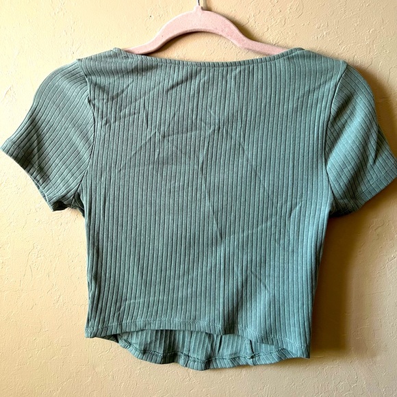 Sea foam Green Crop Top with Boning - Picture 2 of 5